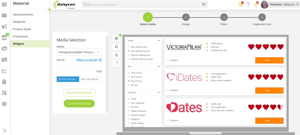 Daisycon Dating Tool