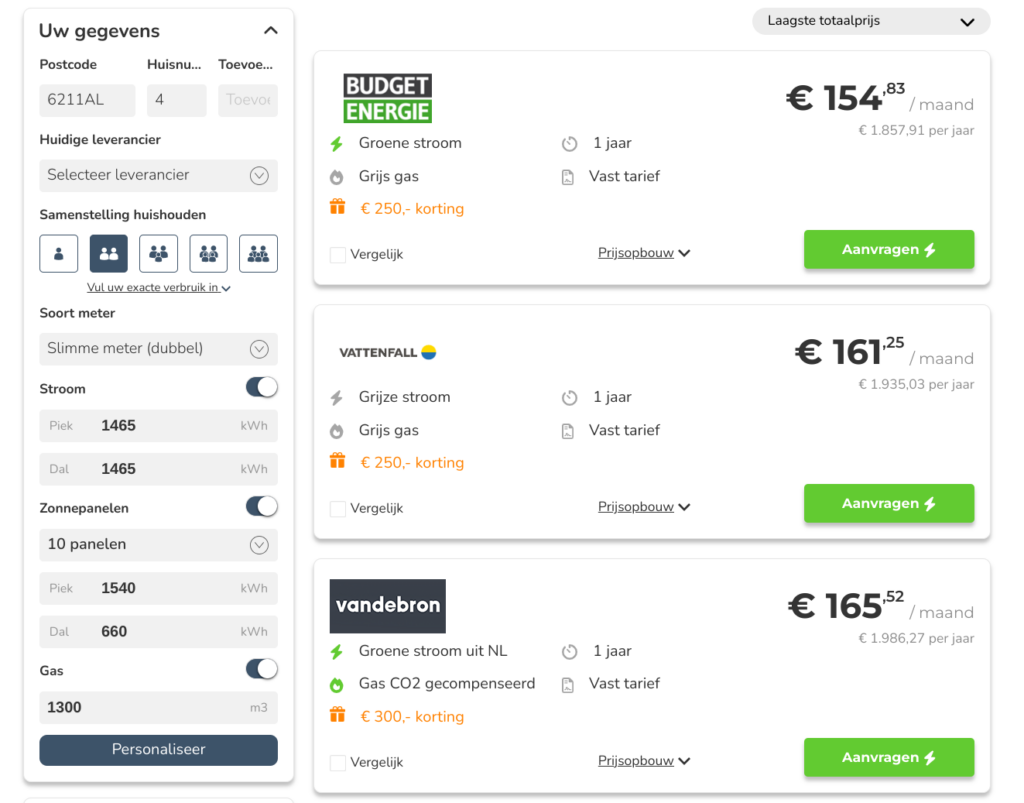 Daisycon Energievergelijker